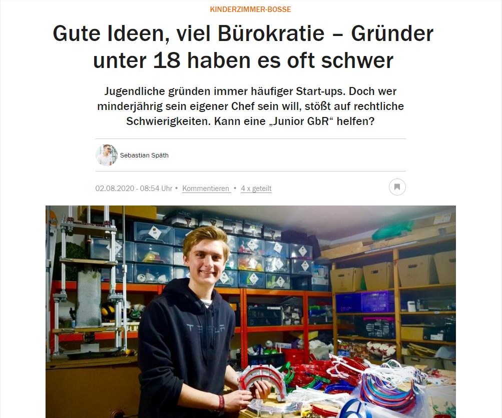 Gründer unter 18 haben es oft schwer