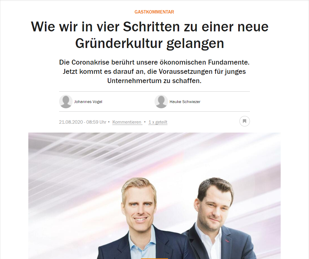 Mehr junges Gründertum