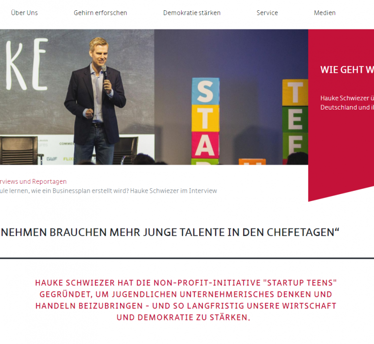 Das Foto zeigt den Artikel auf der Homepage der Gemeinnützigen Hertie-Stiftung.